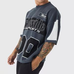 Camiseta Oversize Personalizada de Hombro Caído y Tejido Grueso para Streetwear, Azul Liso, con Etiqueta Privada, Impresión DTG DTF, Personalizable - Product Image 4