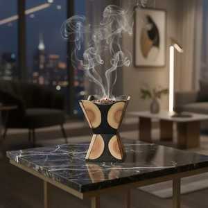 Brûleur à Bakhoor en bois époxy de haute qualité, fait main, diffuseur d'aromathérapie pour la pièce, bougies et parfum d'intérieur, porte-encens en métal - Product Image 1