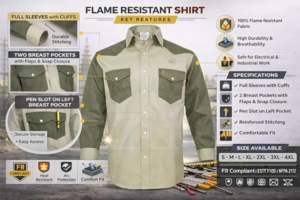 Camisa de Trabajo Ignífuga con Estampado a Cuadros, Resistente al Fuego, 100% Algodón, con Respirador, Resistente al Calor de 300-500°C - Product Image 2