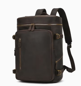 Sac à dos de travail vintage en cuir véritable HAWK SPORTS INDUSTRIES, grande capacité, sangle réglable, fermeture à glissière, unisexe, pour ordinateur - Product Image 1