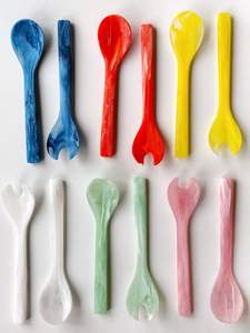 Servidor de ensalada de resina multicolor, cucharas multifuncionales estilo ángel para uso en el hogar, cocina y fiestas, diferentes colores. - Product Image 3