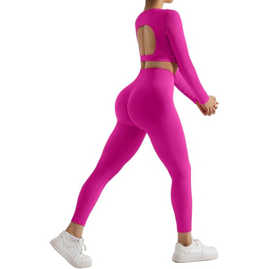 Conjunto de Yoga sin Mangas con Espalda Abierta, Diseño OEM, Leggings Moldeadores, Spandex/Nylon Elástico, Cintura Alta, para Entrenamiento, para Mujer - Product Image 2