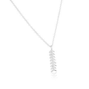 Collar con Colgante de Espina de Pescado |   Collar Minimalista de Plata de Ley 925 con Esqueleto de Pez, Joyería Costera Oceánica - Product Image 2