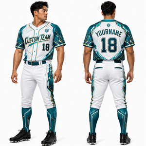 Ensemble Maillot et Pantalon de Baseball à Boutons, Col et Patte de Boutonnage, Échantillon à Faible MOQ, Respirant, Séchage Rapide, en Maille, Personnalisable - Product Image 2