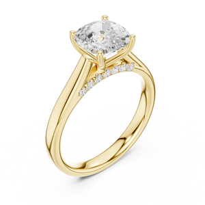 Bague de fiançailles classique en or jaune 14 carats pour femme, diamant de 2 carats taille coussin, certifié IGI, diamant de laboratoire, anniversaire, mariage - Product Image 4