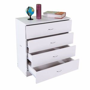 Cassettiera Moderna in MDF Bianco a 4 Cassetti con Funzione Estensibile per Camera da Letto, Stile Rustico, Uso in Seminterrato, Comò Semplice ed Elegante - Product Image 6