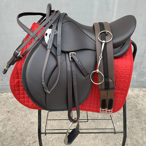 English Style Leather Western Horse Saddle with Tack Set 14"-18" Fringe for <b>Equestrian</b> Adventures Horse Saddles - Product Image 1