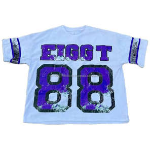 Camiseta de malla de gran tamaño para hombre, camiseta Unisex con bordado de apliques, diseño personalizado al por mayor - Product Image 1