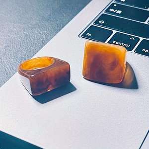 Handmade <b>Amber</b> Tortoise Shell Resin Irregular <b>Ring</b> Holder Sculpture DIY Casting Art Decor - Product Image 1