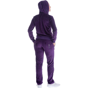 Conjunto Deportivo de 2 Piezas para Mujer, con Capucha, de Terciopelo Morado, Cierre Completo, Manga Larga, Pantalones Deportivos Casuales con Bolsillos, para Todas las Temporadas - Product Image 4