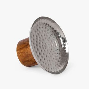 不锈钢蛋糕架，带木底座，圆形甜点展示架，手工制作，金属顶部，圆柱形 - Product Image 2