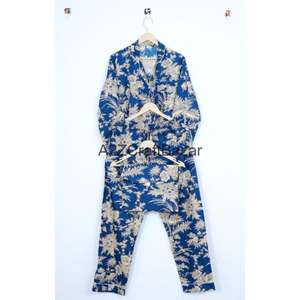 Conjunto de Pijama Floral Estampado Digital 100% Algodón Puro, Tejido de Punto Hecho a Mano, Cintura Elástica, Mangas Largas, Ropa de Dormir de Verano para Mujer - Product Image 6