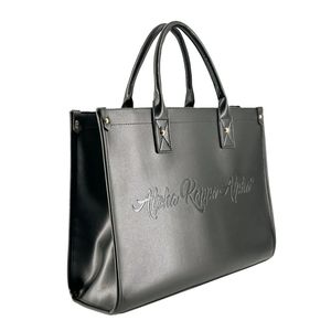 Sac fourre-tout AKA Midnight en similicuir noir, sac à main à bandoulière avec logo AKA en relief, grand sac fourre-tout pour femme, idéal pour tous les jours - Product Image 4