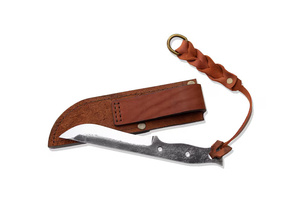 Couteau de chasse à lame fixe personnalisé avec manche en bois et étui en cuir, acier Damas pleine longueur, fournisseur OEM, style artisanal - Product Image 5