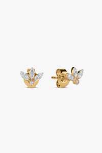 Solitaire Flower <b>Earrings</b> Dainty Elegant Everyday Wear Fine Jewelry Studs Round Cut Lab Grown Diamond Wholesale 14K Solid Gold - Product Image 5