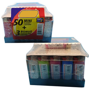 ไฟแช็คพกพาขนาดเล็ก สีดำ บรรจุ 50 ชิ้น/ถาด ของขวัญทางธุรกิจ ปรับเปลวไฟได้ พร้อมแบตเตอรี่ในตัว - Product Image 4