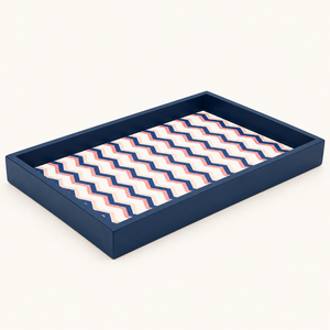 Bandeja Cuadrada de Servir de Resina y Madera Maximus International |   Bandeja Otomana para Mesa de Centro con Asas, Diseño Art Déco Decorativo - Product Image 3