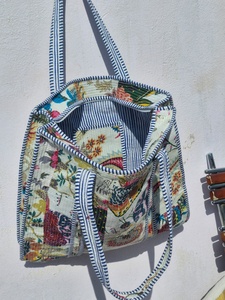 Multicolor Solid Color Quilted Cotton <b>Vintage</b> Lightweight <b>Tote</b> <b>Bag</b> Handmade Shoulder Handbag Reusable Shopping Travel Beach OEM - Product Image 2