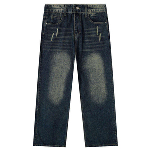 Wholesale Custom Straight Denim 100% Cotton Breathable Winter <b>Mens</b> Casual Jeans Vintage Dark Wash Heavyweight Durable Workwear - Product Image 1