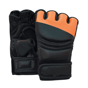Martial Arts Training <b>Gloves</b> Leather Half Finger Velcro Closure Green <b>Black</b> Unisex 14 Years & Up - Product Image 4