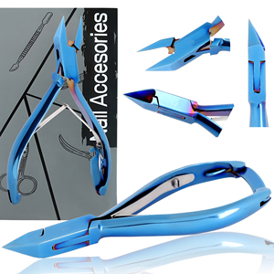 Nuevo cortaúñas azul de titanio, cortacutículas angular profesional de acero inoxidable, herramienta para remover cutículas. - Product Image 5
