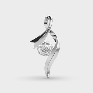 Pendentif solitaire flottant en diamant de laboratoire rond certifié IGI en argent sterling 925 massif - Product Image 1