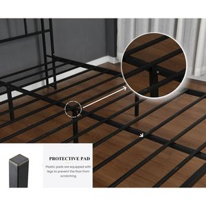 Base letto matrimoniale da 14 pollici con luce LED e USB-C, testiera in metallo nera con contenitore - Product Image 6