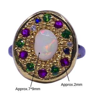 Anillo de Compromiso Clásico y Tradicional con Ópalo y Topacio Multicolor, Chapado en Oro sobre Plata de Ley, Anillos Finos y Elegantes - Product Image 5
