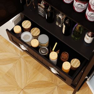 Mobile dispensa autoportante da 71 pollici per sala da pranzo e soggiorno, con 4 ante e 2 ripiani regolabili - Product Image 5