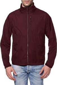 Wholesale Premium Men's Burgundy Windproof Zipper Jacket Casual Stand Collar Polyester Lightweight Autumn Outerwear - Product Image 5