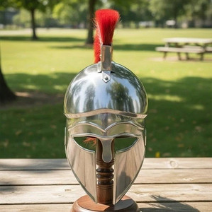 Casco Corintio Griego Tradicional Medieval de Acero Plateado con Grabado y Pulido para Recreación Histórica de Guerreros, Souvenir - Product Image 2