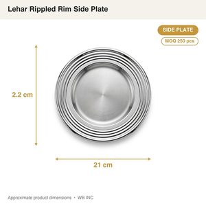 Handmade SS304 Satin Well Mirror Rim 21 cm Bread Size Lehar Rippled Side <b>Plate</b> for Home <b>Decor</b> Hotels Weddings Dishes & <b>Plates</b> - Product Image 3