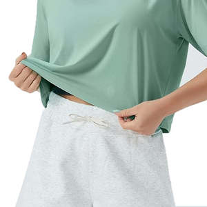 Nuevo Top Corto de Punto para Mujer, Camisetas con Logotipo Personalizado, Servicio OEM, Impresión Personalizada, 100% Algodón Transpirable, Ropa Urbana - Product Image 3