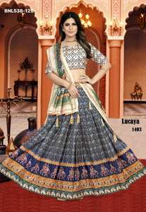 Vêtements ethniques de haute qualité, tendance, en soie Dola avec impression numérique, ensemble Lehenga Choli & Dupatta, fabricant d'Inde - Product Image 3