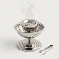 Brûleur d'encens religieux en laiton le mieux noté, finition polie argentée, Mabkhara en métal, encensoir à charbon d'oud en acier inoxydable pour la maison