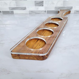Support à Verres à Vin Contemporain et Élégant en Bois à 2 Niveaux, Organisateur de Vaisselle Durable de Qualité Supérieure, Idéal pour Mariages, Fêtes et Bars - Product Image 5
