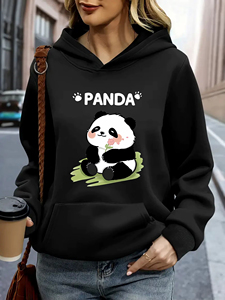 เสื้อฮู้ดผู้หญิงคุณภาพดีลายการ์ตูนแพนด้า คอลเลคชั่นฤดูใบไม้ร่วง-ฤดูหนาว 2026 เสื้อฮู้ดน่ารัก คอกลม แขนยาว สไตล์ลำลองสำหรับผู้หญิง - Product Image 3