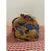 Ensemble de trois pochettes matelassées en coton à imprimé floral, style bohème, avec fermeture à glissière, pour un usage quotidien