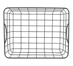 Panier de rangement rectangulaire noir en fil métallique avec poignées pour garde-manger, placard, étagère, organisateur de rangement de cuisine - Product Image 1
