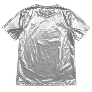 เสื้อยืดสีเงินเมทัลลิก แขนสั้น คอกลม ลายกราฟิกวิบวับ แฟชั่นทันสมัย สไตล์ลำลอง สะท้อนแสง เหมาะสำหรับงานปาร์ตี้ - Product Image 2