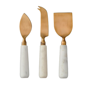 Handmade Luxury Stainless Steel Gold Plated Cheese Tools With Resin Handle Dishwasher <b>Safe</b> Cheese <b>Knives</b> Butter Spreader Set - Product Image 2