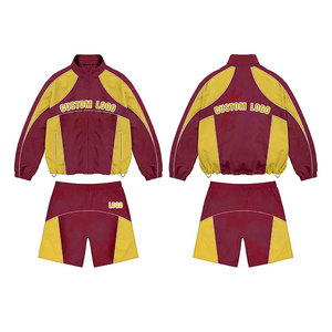 Custom <b>Lightweight</b> Polyester Color Block Windbreaker <b>Jacket</b> & Short Set Casual Outdoor Fashion <b>Men</b> Summer Long Sleeve Short Set - Product Image 4