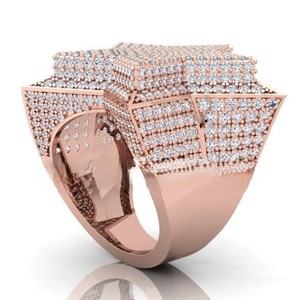 S925 Silver <b>Iced</b> Out Rose Gold Plated Star Shape Cocktail <b>Ring</b> Pave Set Diamond Luxury Unisex Jewelry Hip hop Style Diamond <b>Ring</b> - Product Image 4