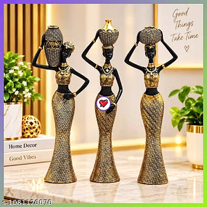 Statue en résine de femme africaine rétro, vase Art Déco pour table, décoration d'intérieur, décoration de salon, décoration d'entrée - Product Image 2