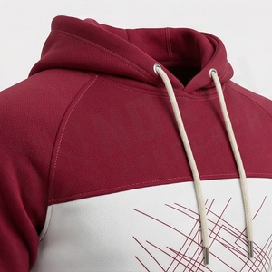 Men's Hooded <b>Tracksuit</b> Set Maroon White Geometric Print Casual Full Sleeve Autumn Wear Breathable Polyester Cotton Regular Fit - Product Image 4