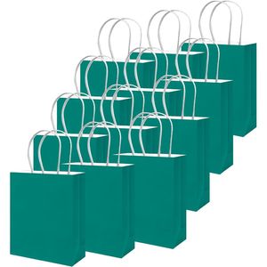 Sacchetti Regalo in Carta Verde Scuro 21x7.6x15.2 cm con Manici, Confezione da 100 Pezzi, Sacchetti per Bomboniere Multiuso - Product Image 2