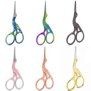 Professional Stainless Steel Dressmaker Scissors Gold Rose Gold <b>Small</b> Crane Bird Stork Embroidery Sewing Shears Free Samples - Product Image 1