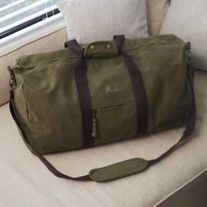 Vintage Genuine Leather Canvas <b>Travel</b> <b>Bag</b> Outdoor Sports Gym <b>Bag</b> Waterproof Weekender Overnight Duffel <b>Bag</b> LCTB-0159 - Product Image 1