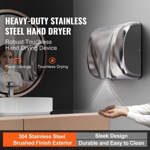 1300W Commercial Hand Dryer Heavy Duty Automatic High Speed Stainless Steel Warm <b>Wind</b> Hand <b>Blower</b> 120V Plug-In/Hardwired Two - Product Image 2
