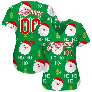 Maillot de baseball de Noël personnalisé avec imprimé Père Noël, chemise de sport boutonnée à manches courtes, uniforme d'équipe - Product Image 1